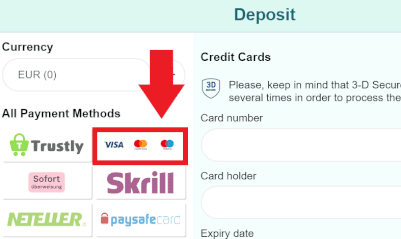 kies creditcard optie