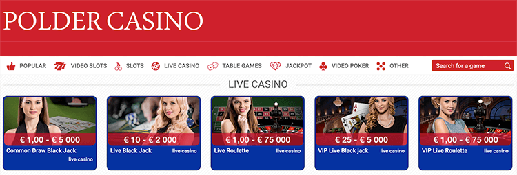 Of speel mee in het Live casino