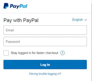 Inloggen bij Paypal